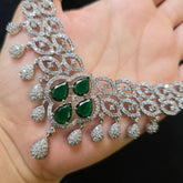 Classy Emerald Green Necklace Set with Earrings